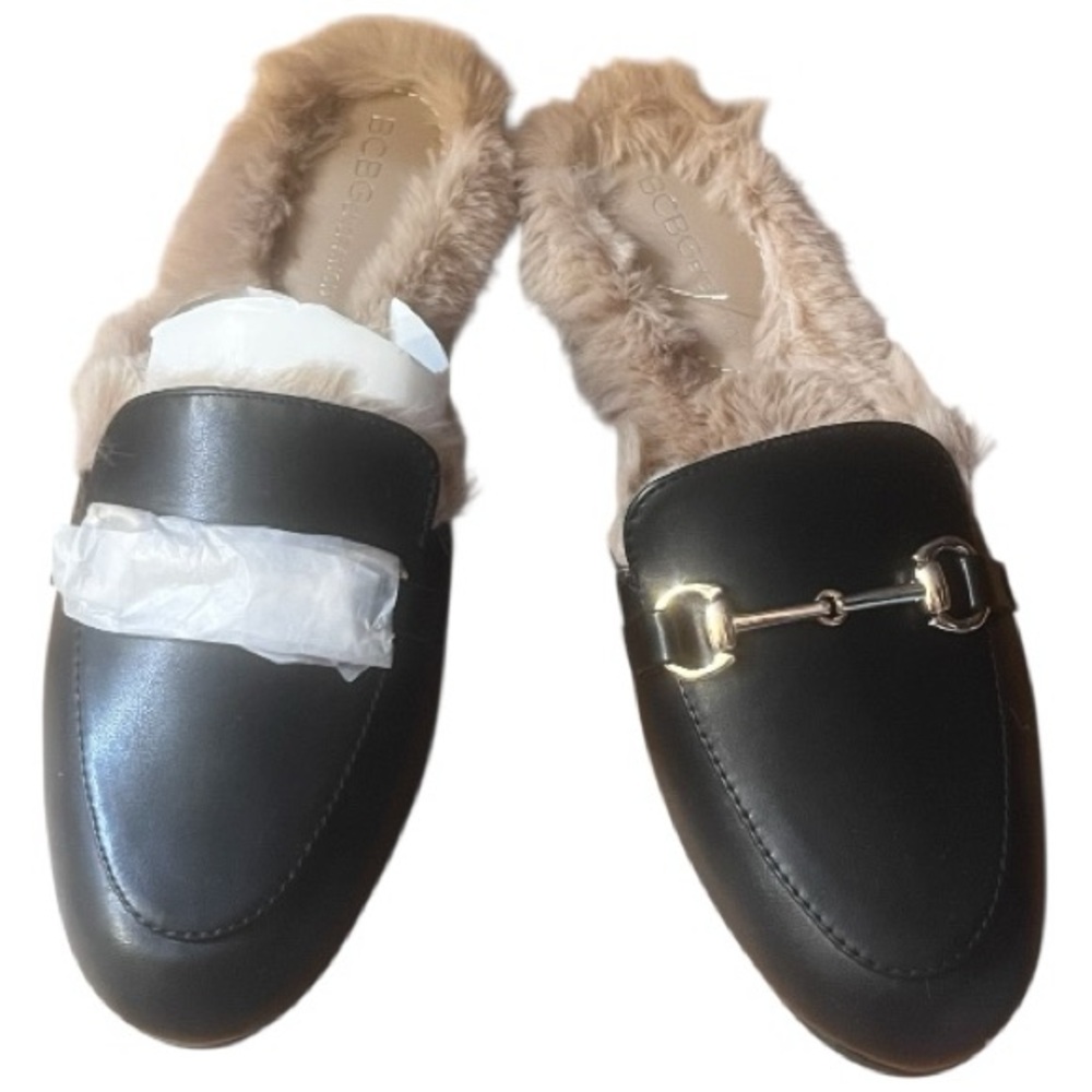BCBGeneration Womens Zorie-2 Black Loafers w/ Faux Fur Lining - NIB - Sz 6.5